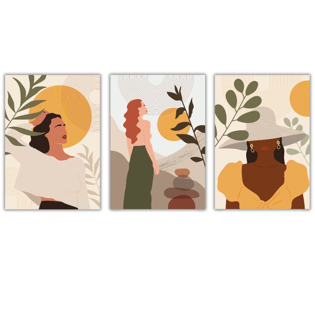 Set of 3 Illustrated Posters