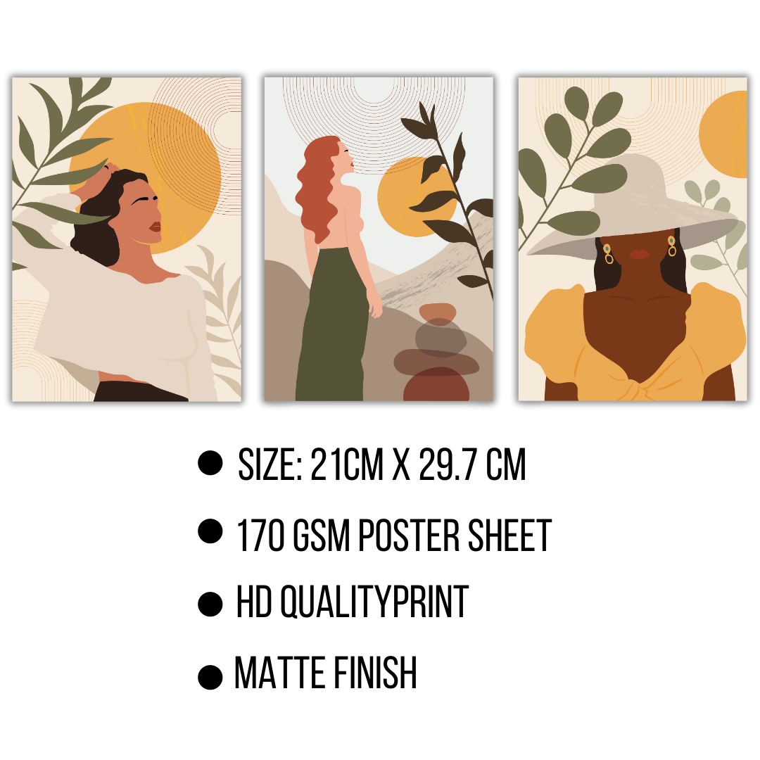 Set of 3 Illustrated Posters